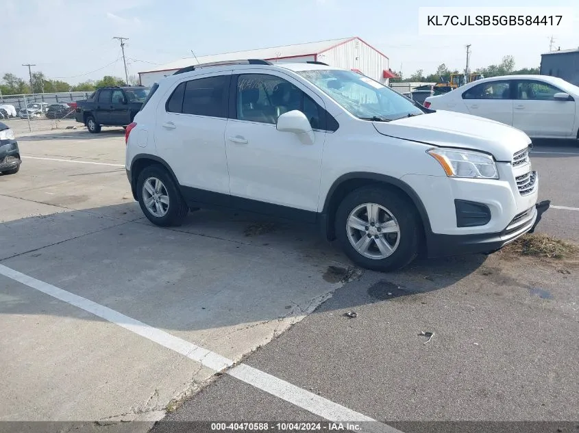 2016 Chevrolet Trax Lt VIN: KL7CJLSB5GB584417 Lot: 40470588