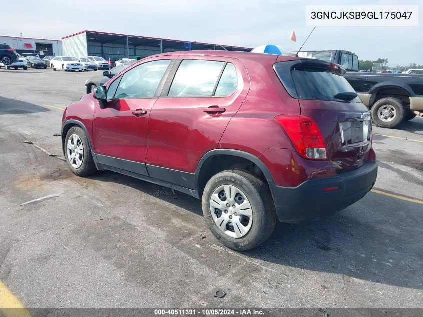 2016 Chevrolet Trax Ls VIN: 3GNCJKSB9GL175047 Lot: 40511391