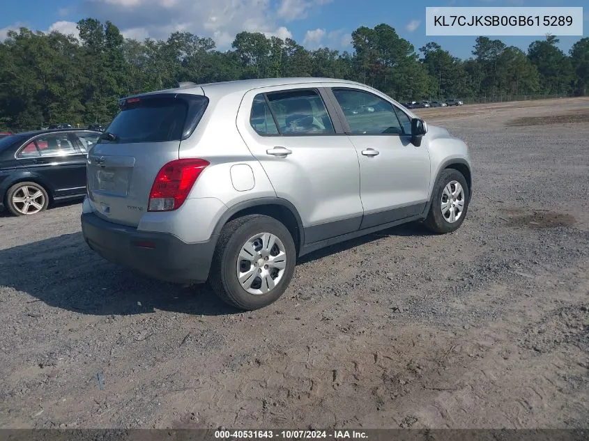 2016 Chevrolet Trax 1Ls VIN: KL7CJKSB0GB615289 Lot: 40531643