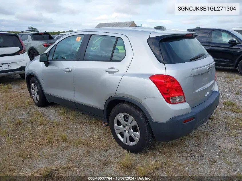 2016 Chevrolet Trax Ls VIN: 3GNCJKSB1GL271304 Lot: 40537764