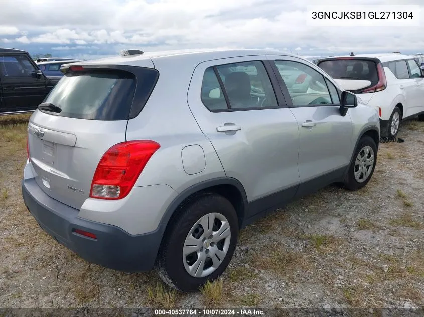 2016 Chevrolet Trax Ls VIN: 3GNCJKSB1GL271304 Lot: 40537764