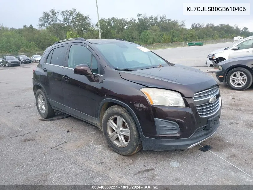 2016 Chevrolet Trax Lt VIN: KL7CJLSB0GB610406 Lot: 40553227