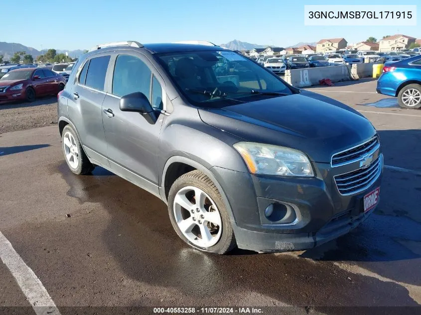 2016 Chevrolet Trax Ltz VIN: 3GNCJMSB7GL171915 Lot: 40553258