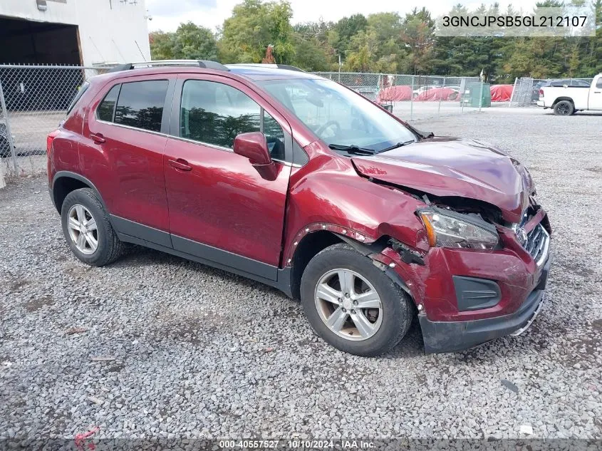 2016 Chevrolet Trax Lt VIN: 3GNCJPSB5GL212107 Lot: 40557527