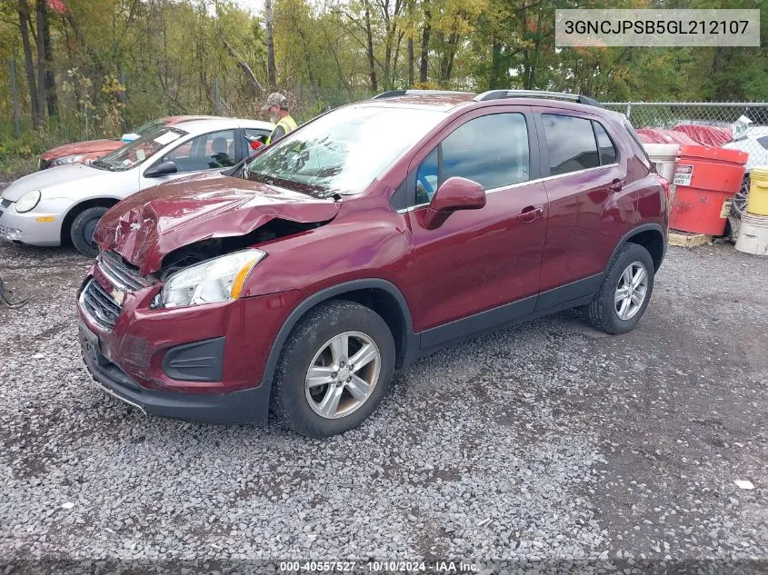 2016 Chevrolet Trax Lt VIN: 3GNCJPSB5GL212107 Lot: 40557527