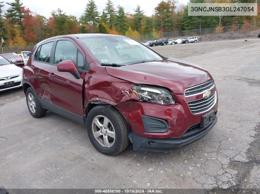 2016 Chevrolet Trax 1Ls VIN: 3GNCJNSB3GL247054 Lot: 40558180