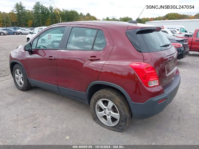 2016 Chevrolet Trax 1Ls VIN: 3GNCJNSB3GL247054 Lot: 40558180