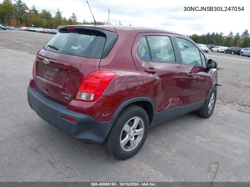 2016 Chevrolet Trax 1Ls VIN: 3GNCJNSB3GL247054 Lot: 40558180