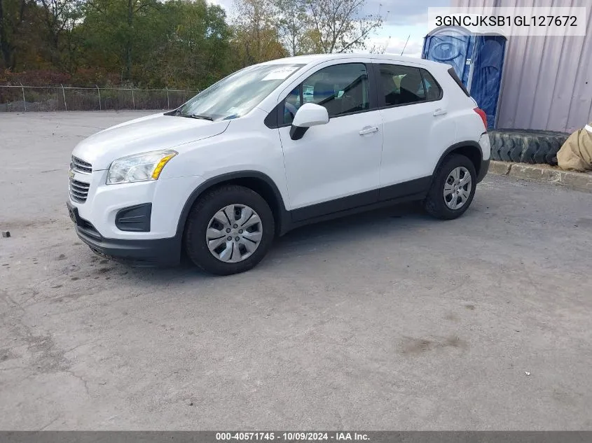 2016 Chevrolet Trax 1Ls VIN: 3GNCJKSB1GL127672 Lot: 40571745