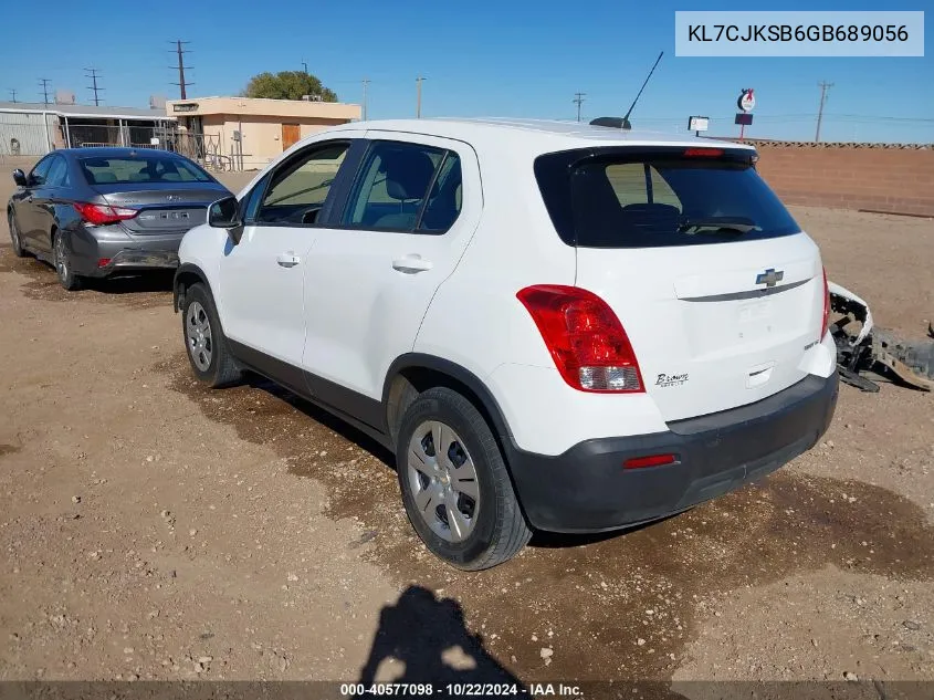 2016 Chevrolet Trax 1Ls VIN: KL7CJKSB6GB689056 Lot: 40577098