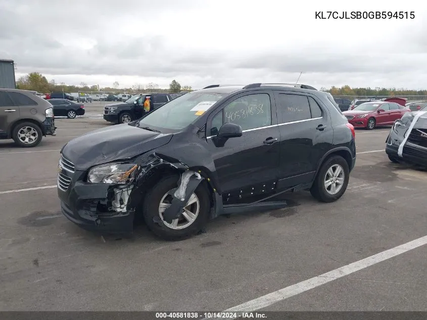 2016 Chevrolet Trax Lt VIN: KL7CJLSB0GB594515 Lot: 40581838