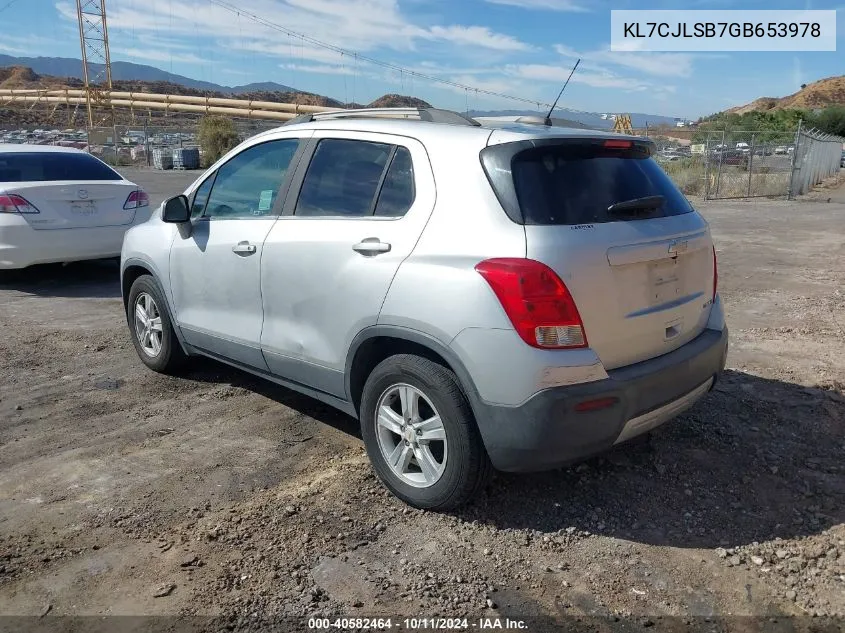 2016 Chevrolet Trax Lt VIN: KL7CJLSB7GB653978 Lot: 40582464