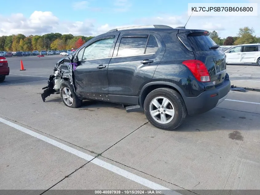 2016 Chevrolet Trax Lt VIN: KL7CJPSB7GB606800 Lot: 40597939