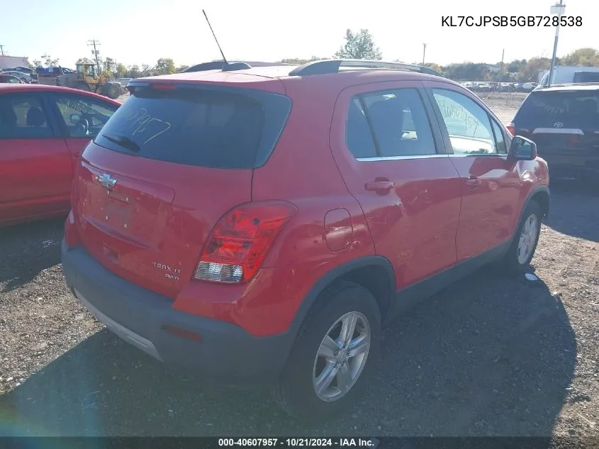 2016 Chevrolet Trax Lt VIN: KL7CJPSB5GB728538 Lot: 40607957