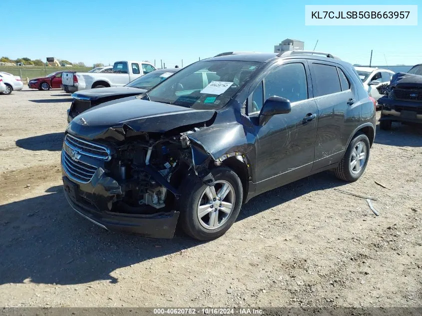 2016 Chevrolet Trax Lt VIN: KL7CJLSB5GB663957 Lot: 40620782