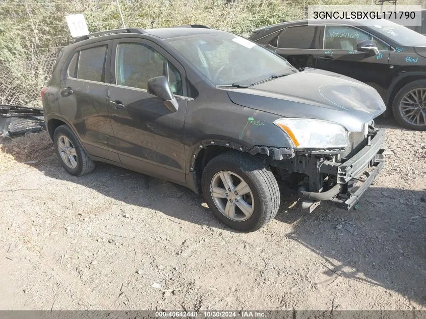 2016 Chevrolet Trax Lt VIN: 3GNCJLSBXGL171790 Lot: 40642448