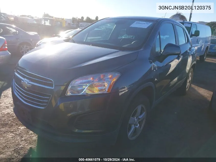 2016 Chevrolet Trax 1Ls VIN: 3GNCJNSB2GL120375 Lot: 40661079