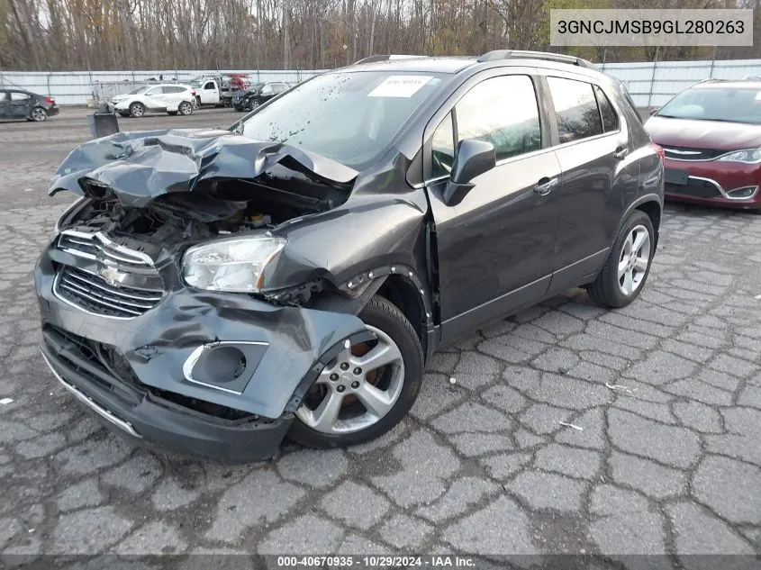 2016 Chevrolet Trax Ltz VIN: 3GNCJMSB9GL280263 Lot: 40670935