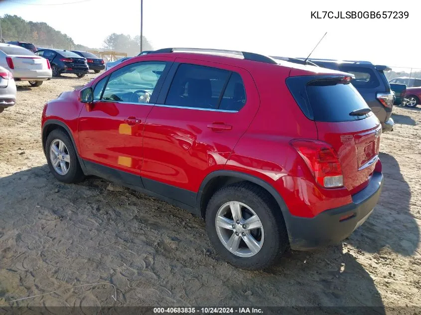 2016 Chevrolet Trax 1Lt VIN: KL7CJLSB0GB657239 Lot: 40683835