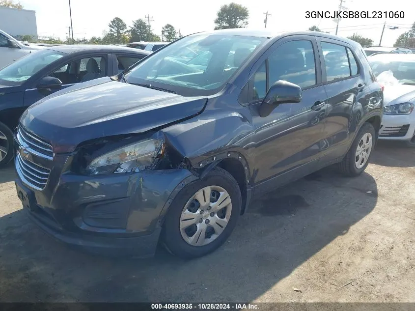 2016 Chevrolet Trax 1Ls VIN: 3GNCJKSB8GL231060 Lot: 40693935