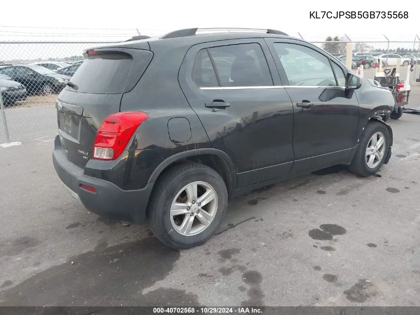 2016 Chevrolet Trax Lt VIN: KL7CJPSB5GB735568 Lot: 40702568