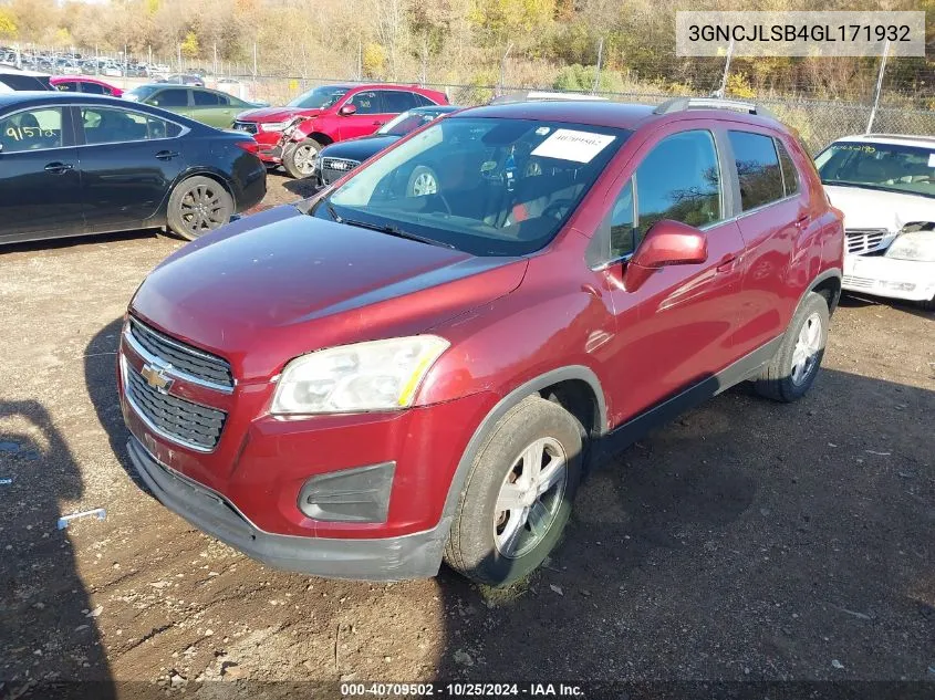 2016 Chevrolet Trax Lt VIN: 3GNCJLSB4GL171932 Lot: 40709502