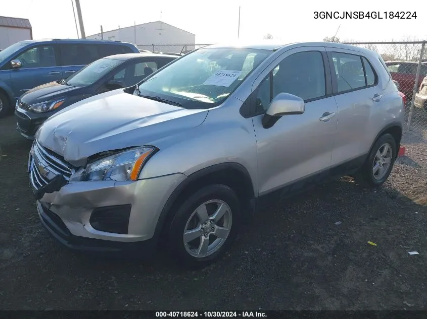 2016 Chevrolet Trax 1Ls VIN: 3GNCJNSB4GL184224 Lot: 40718624