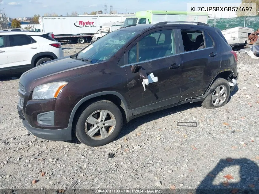 2016 Chevrolet Trax Lt VIN: KL7CJPSBXGB574697 Lot: 40737103