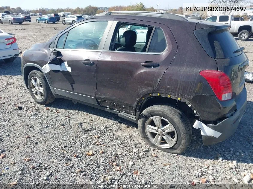 2016 Chevrolet Trax Lt VIN: KL7CJPSBXGB574697 Lot: 40737103