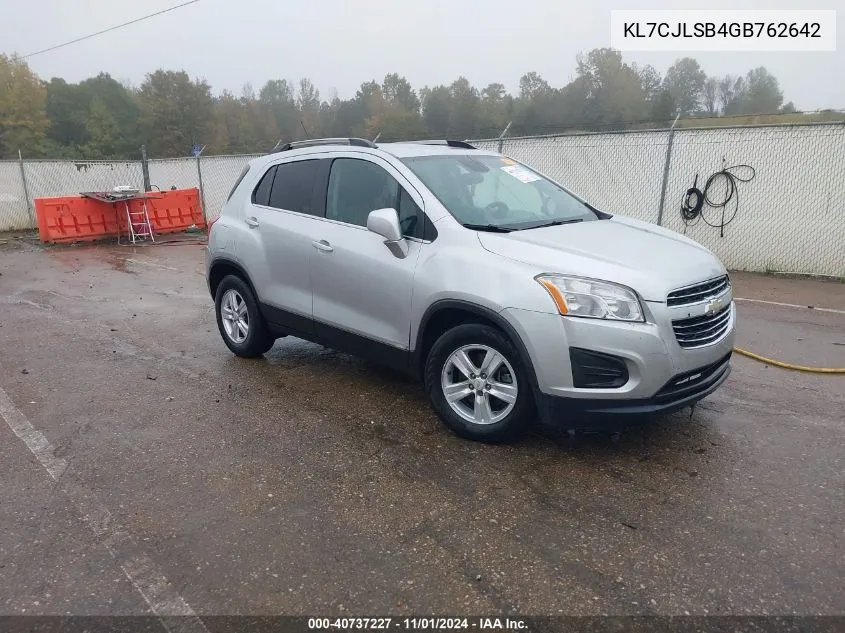 2016 Chevrolet Trax Lt VIN: KL7CJLSB4GB762642 Lot: 40737227