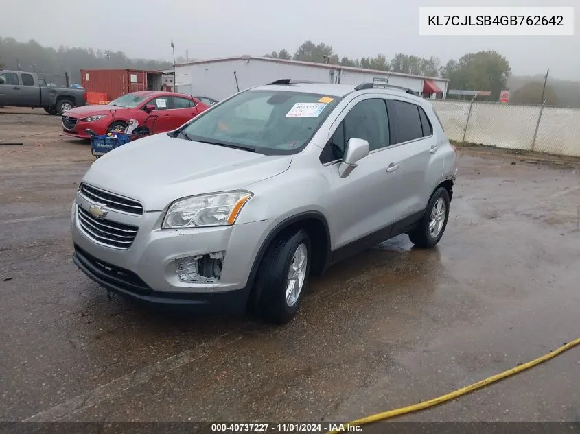 2016 Chevrolet Trax Lt VIN: KL7CJLSB4GB762642 Lot: 40737227