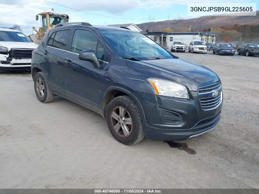 2016 Chevrolet Trax Lt VIN: 3GNCJPSB9GL225605 Lot: 40746095