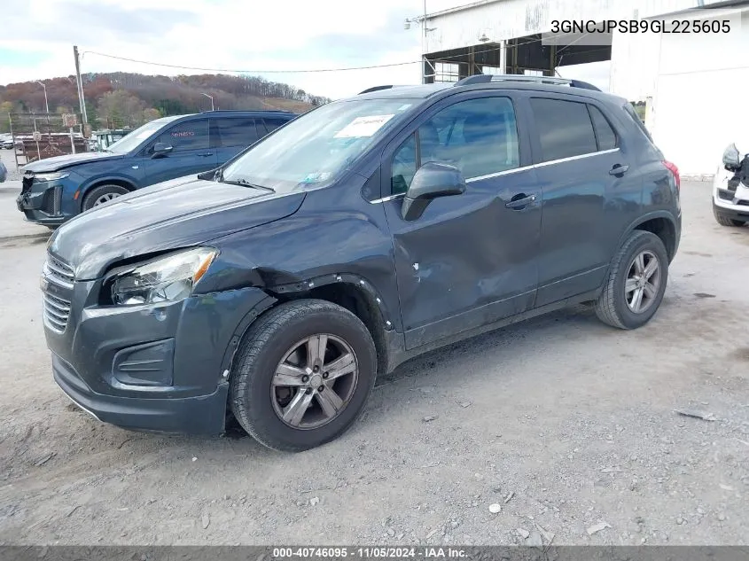 2016 Chevrolet Trax Lt VIN: 3GNCJPSB9GL225605 Lot: 40746095