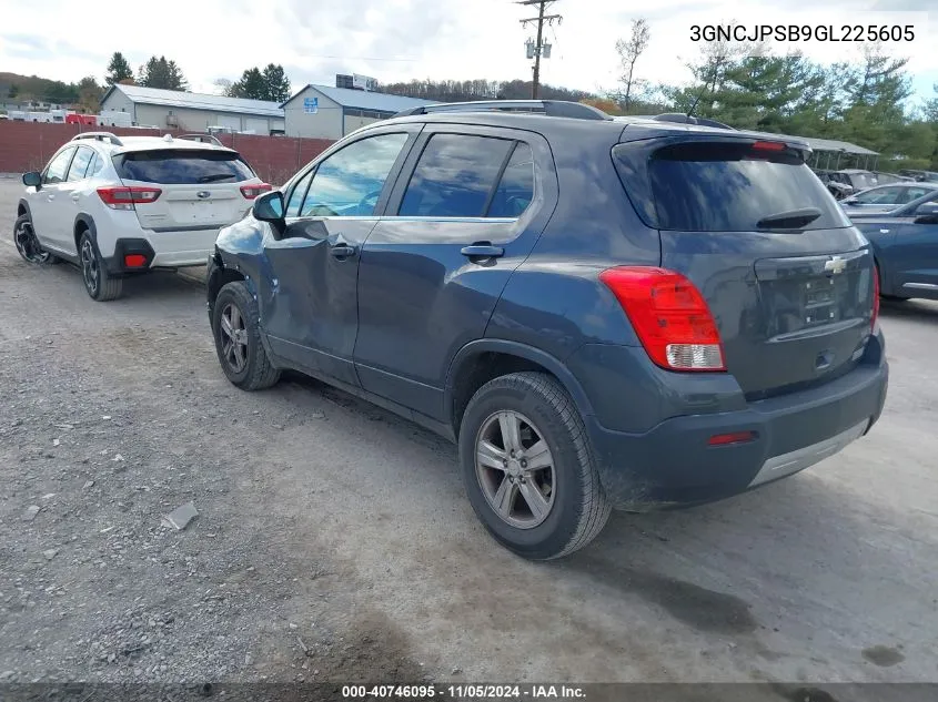 2016 Chevrolet Trax Lt VIN: 3GNCJPSB9GL225605 Lot: 40746095