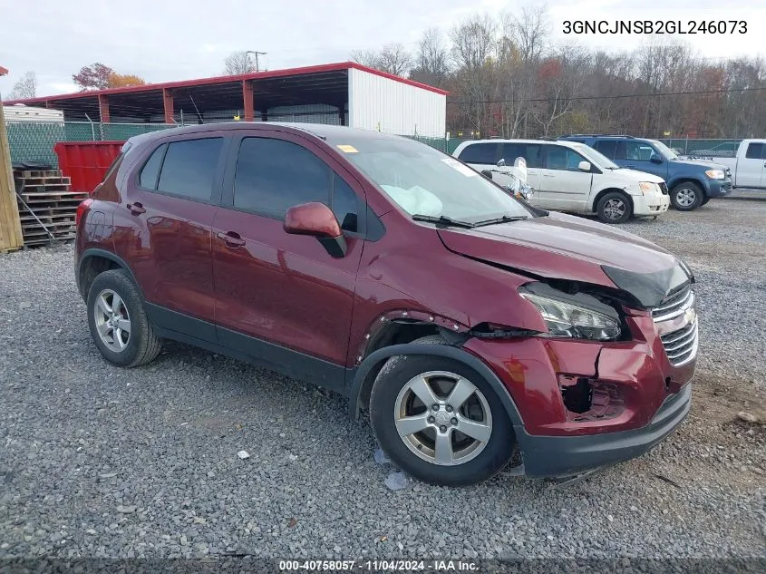 2016 Chevrolet Trax 1Ls VIN: 3GNCJNSB2GL246073 Lot: 40758057