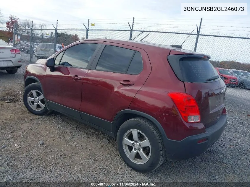 2016 Chevrolet Trax 1Ls VIN: 3GNCJNSB2GL246073 Lot: 40758057