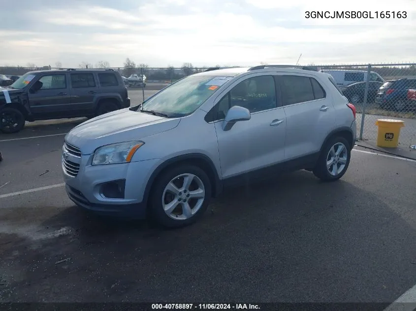 2016 Chevrolet Trax Ltz VIN: 3GNCJMSB0GL165163 Lot: 40758897