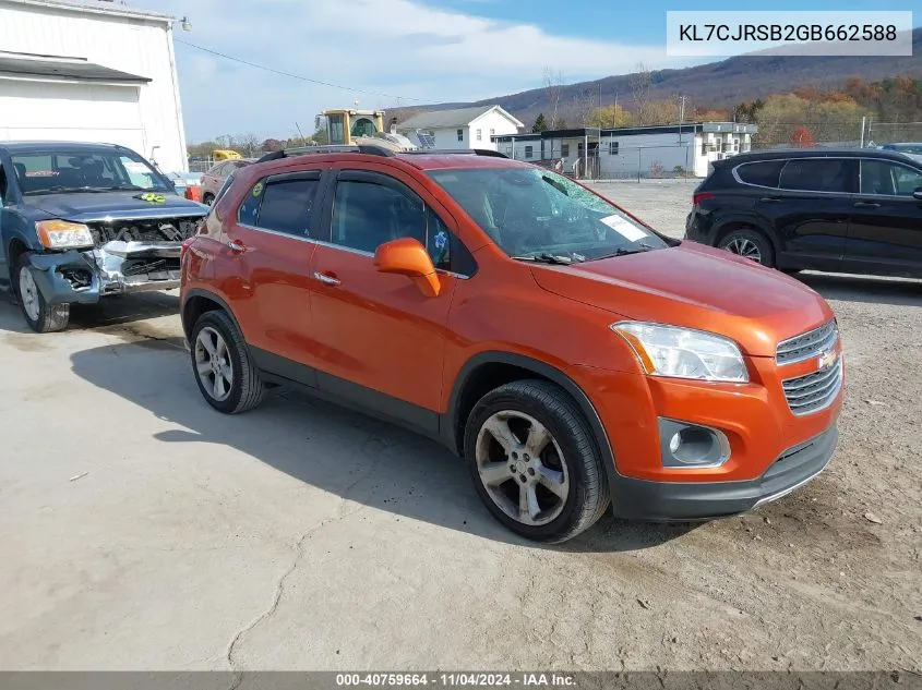 2016 Chevrolet Trax Ltz VIN: KL7CJRSB2GB662588 Lot: 40759664