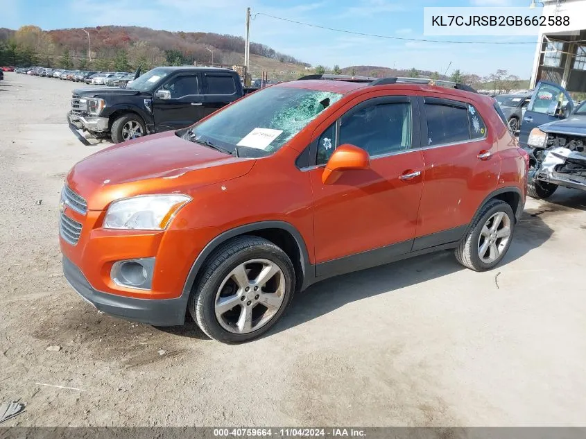 2016 Chevrolet Trax Ltz VIN: KL7CJRSB2GB662588 Lot: 40759664