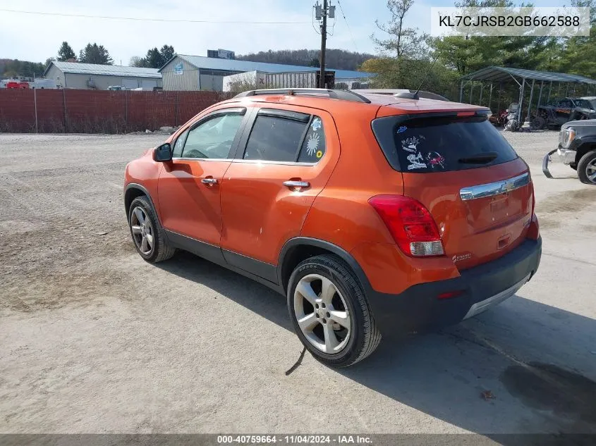 2016 Chevrolet Trax Ltz VIN: KL7CJRSB2GB662588 Lot: 40759664