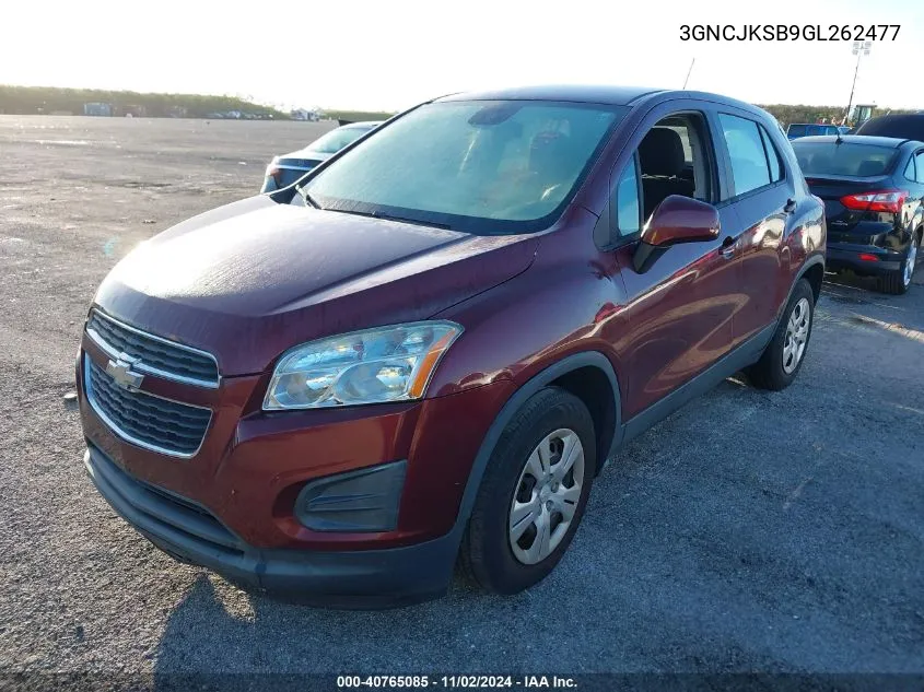 2016 Chevrolet Trax 1Ls VIN: 3GNCJKSB9GL262477 Lot: 40765085