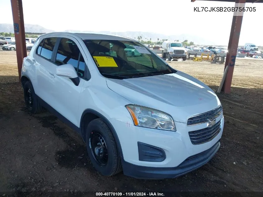 2016 Chevrolet Trax 1Ls VIN: KL7CJKSB2GB756705 Lot: 40770109