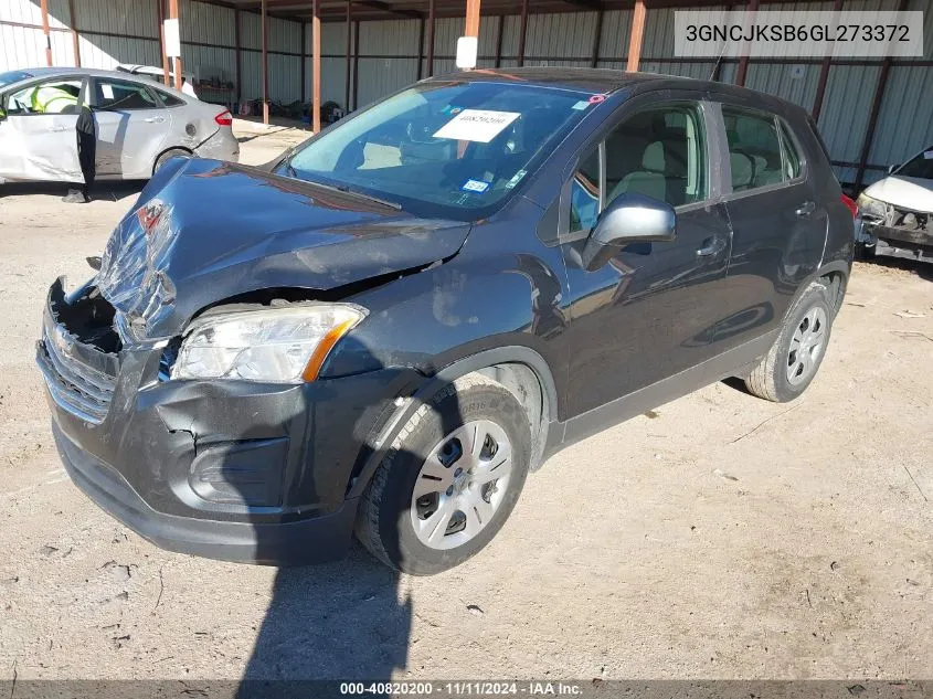 2016 Chevrolet Trax 1Ls VIN: 3GNCJKSB6GL273372 Lot: 40820200