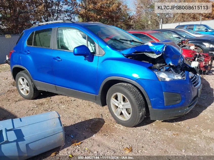 2016 Chevrolet Trax 1Lt VIN: KL7CJPSB0GB615113 Lot: 40827144