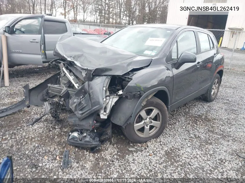 2016 Chevrolet Trax 1Ls VIN: 3GNCJNSB4GL262419 Lot: 40830955