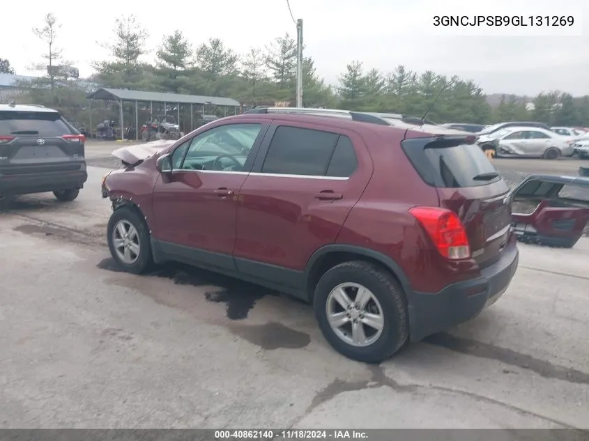 2016 Chevrolet Trax Lt VIN: 3GNCJPSB9GL131269 Lot: 40862140