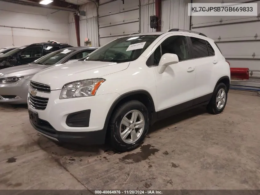 2016 Chevrolet Trax Lt VIN: KL7CJPSB7GB669833 Lot: 40864976