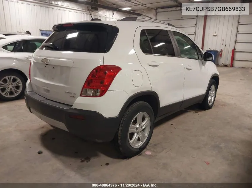 2016 Chevrolet Trax Lt VIN: KL7CJPSB7GB669833 Lot: 40864976