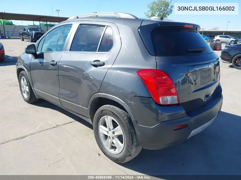 2016 Chevrolet Trax Lt VIN: 3GNCJLSB0GL166002 Lot: 40869396