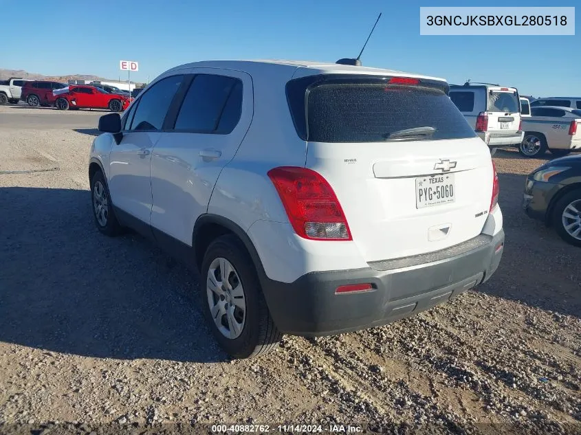 2016 Chevrolet Trax 1Ls VIN: 3GNCJKSBXGL280518 Lot: 40882762